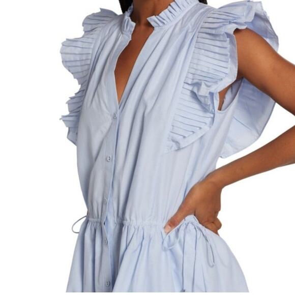 NEW Magali Pascal Louisa Tiered Mini Dress in Hydrangea‎ Blue Size Large - Picture 3 of 13